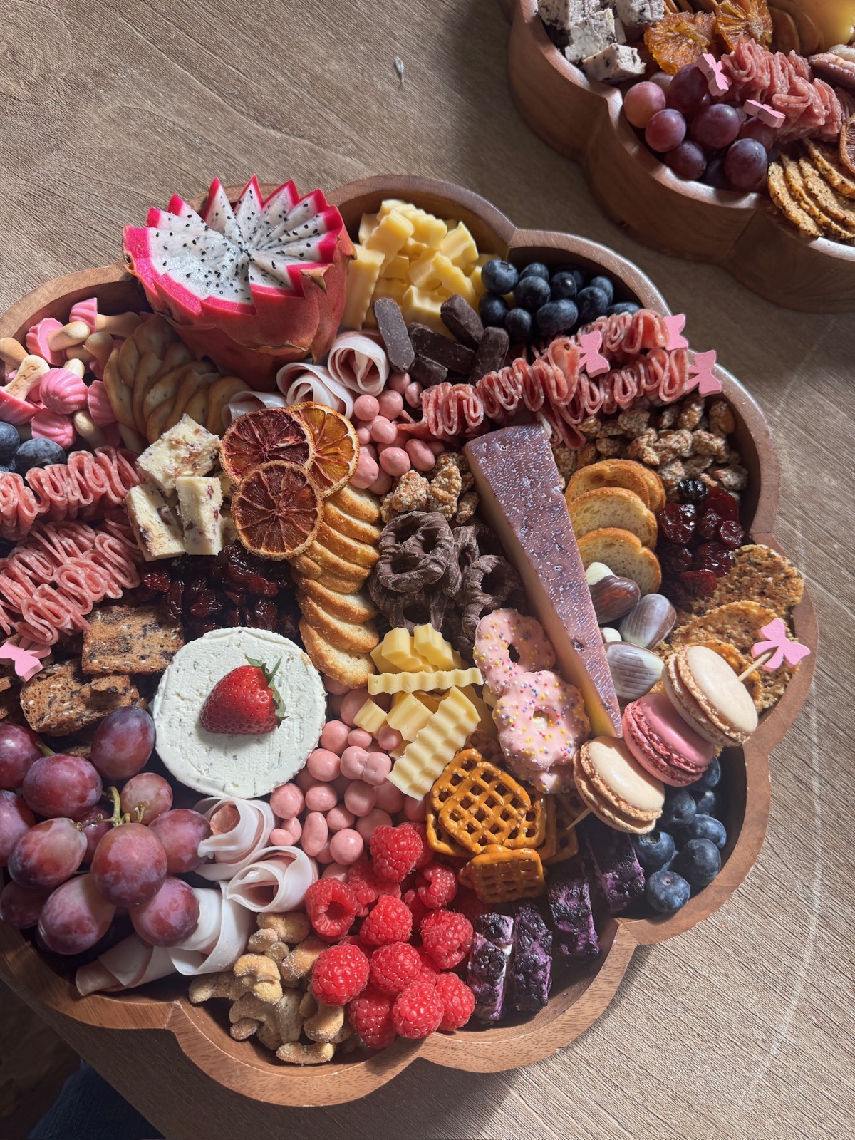 Pink themed charcuterie board